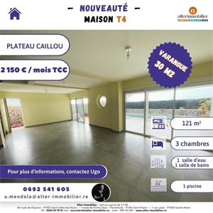 villa à la location -   97460  SAINT PAUL, surface 121 m2 location villa - UBI439846274